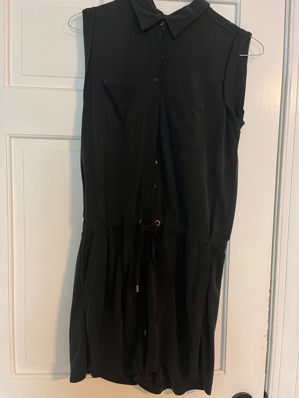 LOFT Black Sleeveless Collared Drawstring Jumpsuit